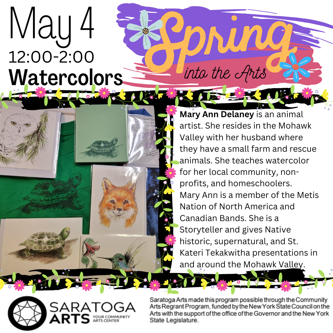 May 4th 12:00 - 2:00 Watercolors with Mary Ann Delaney