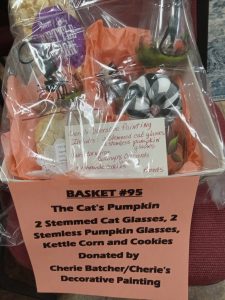 The Cat's Pumpkin 2 Stemmed Cat Glasses, 2 Stemless Pumpkin Glasses, Kettle Corn and Cookies
